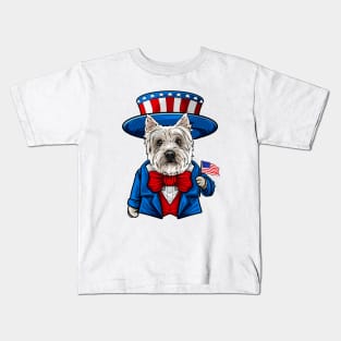 Fourth of July Westie Kids T-Shirt